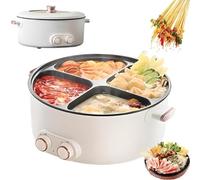 Olla caliente eléctrica, olla de cocción con múltiples compartimentos con doble control de temperatura, ideal para el hogar, dormitorio y comedor familiar, capacidad de 6 litros