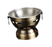Olla caliente pequeña tradicional china para el hogar, cocina, encimera, senderismo, bronce plateado, diámetro 12,3 cm
