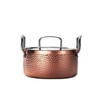 Olla Cobre Martillado Olla de impresión martillo Manual, sopa transparente acero 3 capas, estofado comercial cobre puro, utensilios cocina, ollas calientes(22cm 4L)
