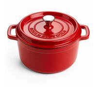 Olla Coccote hierro fundido esmaltado antiadherente 24 cm/ 3,6 litros 6/ 4 comensales, Olla con tapa redonda para cocinar con los sabores y nutrientes. Gourmet Tools de XSQUO Useful Tech - Roja, Azul,