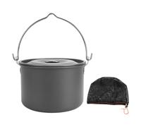 Olla colgante para acampar, olla para cocinar fogata de aleación de aluminio de gran capacidad, olla colgante portátil multifuncional antiadherente con tapa para sopa, agua, asar