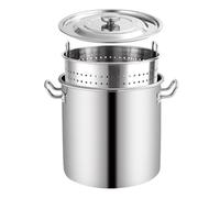 Olla comercial de acero inoxidable para hervir mariscos con mango retráctil y cesta coladora, caldera de cangrejos y freidora de pavo para cocinar al vapor y hervir