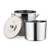 Olla comercial de acero inoxidable Pavo Freidora Cangrejo de río Almejas Vaporera con colador de canasta y tapa Olla de sopa grande perfecta para verduras, guisos, langosta y camarones, 40x4
