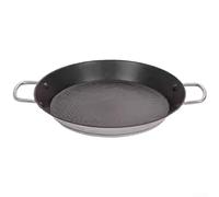 Olla comercial de carne de res corta, sartén antiadherente para barbacoa, parte inferior gruesa, paella española de mariscos multicapa de fondo plano con doble mango (26 cm)