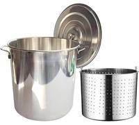 Olla comercial para cocinar cangrejos de río y mariscos - Olla de acero inoxidable con colador y tapa - Olla profunda para freír pavos al aire libre, 3 tamaños disponibles / 27 cuartos de galón