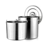 Olla comercial para mariscos, cangrejos y cangrejos hervidos con colador y tapa. Cubeta de acero inoxidable para freír pavos, ideal para cocinar al aire libre y preparar cerveza casera, 45 cm/17,