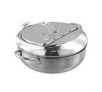 Olla compacta con tapa, estante de drenaje de aceite y diseño de acero inoxidable para versatilidad de cocina (201 + 24 cm)