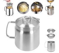 Olla con Filtro de Aceite de Acero Inoxidable 304, Recipiente para Grasa de Tocino con Colador y Tapa, Dispensador de Aceite de Gran Capacidad para Cocina, Ideal para Aceite de