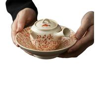 Olla con mango lateral de poema rojo esmaltado de soda, cocina de té para el hogar alrededor de la estufa -B+soporte para ollas