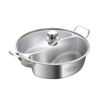 Olla con separador de acero inoxidable Olla caliente de acero inoxidable 316 con dos compartimentos for sopa espesa, olla cocción doble sabor 32/34 cm, cocina inducción(Diameter 32cm)