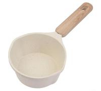 Olla de aceite caliente de aluminio fundido con marcas de medición de mango no de madera y boquilla de vertido reductora de derrames para cocinar a gas (blanco)