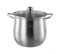 Olla de acero inoxidable 201 de gran capacidad con tapa de vidrio resistente al calor, olla de sopa de 22 cm para placa de inducción, cocinar, cocinar al vapor y P
