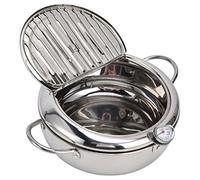 Olla de acero inoxidable 304 con termómetro y control de temperatura, freidora profunda para cocina, camping, picnic, 9,4 pulgadas (304 stainless steel #24cm)