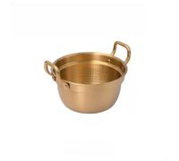 Olla de acero inoxidable 304 estilo coreano con doble asa para pasta y sopa, apilable para inducción de gas, fácil de limpiar, olla de cocina plateada 20 x 17 x 8,5 cm (dorado)