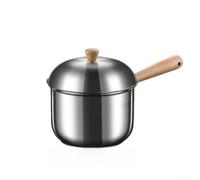 Olla de acero inoxidable compacta con mango de madera, olla de sopa rápida para camping y viajes, calentador de leche portátil para pasta y papilla (800 ml)