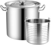 Olla de acero inoxidable con cesta para colador, olla de crampones comercial, caldera, pavo, olla para freidora para fiestas en el patio trasero, 50 l
