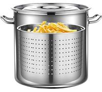 Olla de acero inoxidable con cesta para pavos, olla para hervir mariscos, cubo con fugas para sopas, hervir, guisos, cangrejo, camarones, 45 x 45 cm