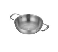 Olla de acero inoxidable con doble mango, apta para cocinar en estufa de paella y más (plateada, 20 cm)