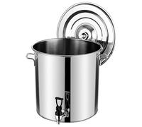 Olla de acero inoxidable con espiga para elaboración casera y exterior, incluye grifo y tapa para un uso fácil