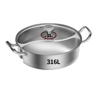 Olla de acero inoxidable con separador Olla de acero inoxidable for sopa espesa pato mandarín, olla caliente dividida doble cara, vaporera for, binaural(32cm with cover)