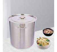 Olla de acero inoxidable con tapa, 35/50/70/98L, gran olla de acero inoxidable comercial, olla de vapor espesada de 8 mm con asas dobles y diseño de borde redondeado, resistencia a altas temperaturas