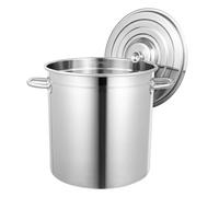 Olla de acero inoxidable con tapa, cacerola grande con doble asa, ollas de acero inoxidable, apta para guisar, asar y mantener caliente todo tipo de fuegos (35 L)