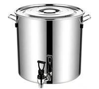 Olla de acero inoxidable con tapa, olla de sopa resistente con base de tres capas para un calentamiento uniforme, gran capacidad de 160 litros con práctico grifo de drenaje, ideal para enlatar