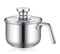 Olla de acero inoxidable de 1,75 L con tapa de cristal, 16 cm, doble pared para inducción, olla a fuego lento, olla para fundir baño maría, pudin, apto para lavavajillas, para todo tipo de fuegos