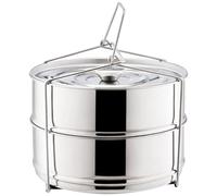 Olla de acero inoxidable de 2, pulida con espejo con tapa y mango de elevación para cocinar al vapor, olla al vapor