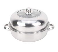 Olla de acero inoxidable de 28 cm con tapa, olla de una sola capa y utensilios de cocina seguros para cocinar en el hogar, horno y estufa