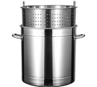Olla de acero inoxidable para cangrejos, mariscos, pavos, freidora con cesta coladora y tapa para cocinar al vapor cangrejo langosta al aire libre / siliver / 50L