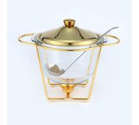 Olla de Alcohol para bufé, Plato de Chef de 4 l, Estufa Redonda de Vidrio para Comedor, Calentador de Alimentos para Hotel o Restaurante. Imprescindible en Plata (4 l, ...