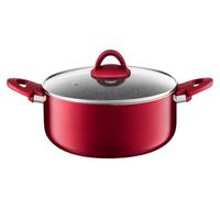 Olla de aluminio antiadherente con tapa de cristal, 2,7 L, color rojo AMBITION