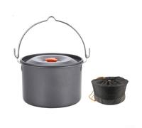 Olla de aluminio ligera de 4 L para cocinar al aire libre, ideal para comidas de fogata (tapa naranja)