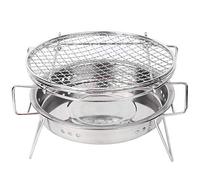 Olla de barbacoa al aire libre, MAGT Mini Parrilla Parrilla Inoxidable, Redonda de Acero Inoxidable Barbacoa de carbón Plegable Red de Parrilla para Acampar al Aire Libre Picnic Cooking(22 14CM)