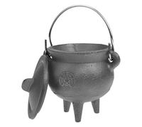 Olla de bruja de Halloween, hervidor de hierro fundido con tapa y mango - Mago Witch Caldero Apoyos decorativos, hervidor negro, tapa y caldero Han Decoración de Halloween Halloween Witch Pot