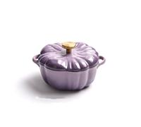 Olla de calabazaCaserola de horno fundido, olla de cocina, tapa de olla, olla para guiso, para 3-5 capacidades, regalo de decoración para Halloween para Acción de Gracias (20cm/Morado B)