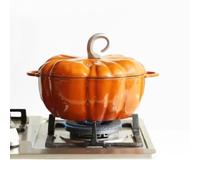 Olla de calabazaOlla de hierro fundido esmaltado con tapa, utensilios de cocina resistentes para estofado, guisos, asado, regalo para servir y decorar Halloween y Acción de Gracias (20cm)