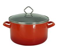 Olla de Carne Olla Sopa ROM 24 CM Esmalte 5,5L con Tapa de Cristal Olla