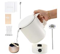 Olla de cera con boquilla, derretidor de cera eléctrico para hacer velas, juego de hacer velas con cera fundidora de mechas adhesivo centrador, cuchara agitadora, termómetro