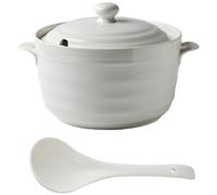 Olla de cerámica, Cacerolas pequeñas de cobre, sopera blanca porcelana con tapa, redonda(Ceramic Cover,2.2L/2Quarts)