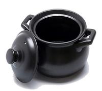 olla de cerámica, Cazuela con Tapa Cocina Gres Olla Sopera Sopa, Cuenco de Piedra Cazuela con Tapa, Cerámica de Doble Mango y Olla Caliente Gres Negro(1.5L)