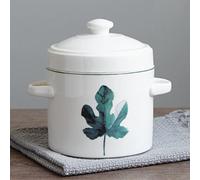 Olla de cerámica con tapa for sopa, taza humeante, olla for cocinar, cazuela de barro for el hogar, cocina, natillas medicinales(White,450ml)