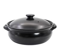 Olla de cerámica con Tapa | Sopera Negra con Tapa, sopera Redonda, Olla de gres con asa para hogar, Restaurante, Apta para microondas y lavavajillas, 3,3 l