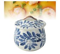 Olla de cerámica con tapa, versátil para huevos al vapor, olla de cocción resistente al calor para la cocina del hogar