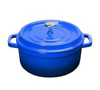 Olla de cerámica esmaltada de aluminio fundido, apta para horno: sartén antiadherente, fácil limpieza, cacerola con tapa para todo tipo de fuegos (azul, 4,75 L)