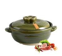Olla de cerámica japonesa, olla de sopa de arcilla con tapa, olla caliente resistente al calor para arroz y guisos, ideal para cocinar lentamente y pollo guisado, capacidad de 1,5 L