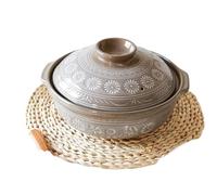 Olla de cerámica, Olla Caliente de cerámica, Cacerola Resistente al Calor con Tapa, Olla Redonda de Barro de gres, Olla arrocera para guisos (Color único, 1 l)