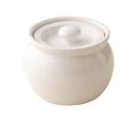 Olla de cerámica para guisar de 350 ml/400 ml con tapa, olla de porcelana para cocinar al vapor, cuenco de sopa, olla de barro a fuego lento (blanco)