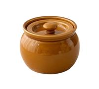 Olla de cerámica para guisar de 350 ml/400 ml con tapa, olla de porcelana para cocinar al vapor, cuenco de sopa, olla de barro a fuego lento (marrón)
